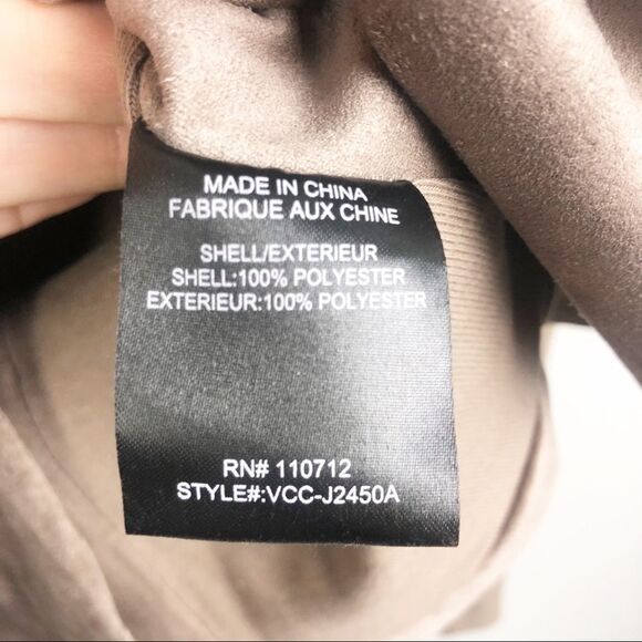 VIGOSS | Faux Suede Asymmetrical Tan Moto Jacket Zip Front Drape L - Picture 5 of 7